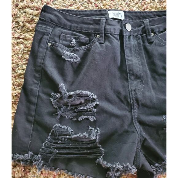 Simple Society Women's Distressed Jean Shorts - Picture 3 of 8